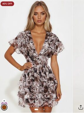 🆕 Sierra Chiffon Mini Dress - Brown/combo